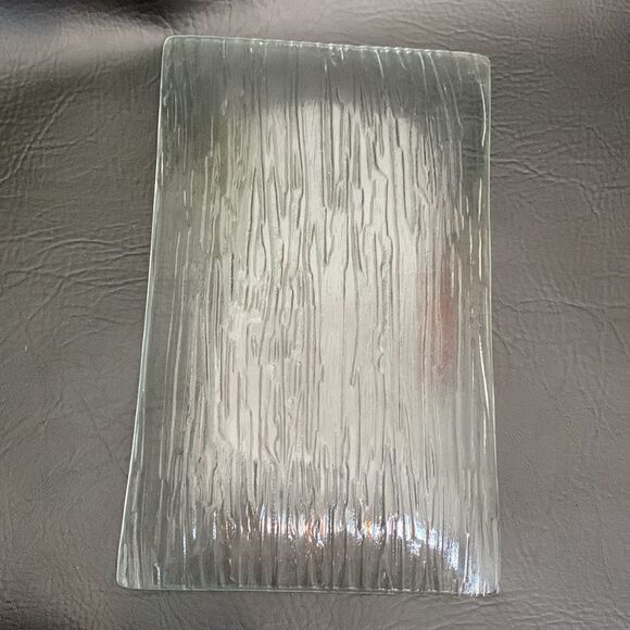 Sushi Serving Platter Textured Glass Grain Look Bottom 7 X 11 1/2 Inches Set 2 - Picture 3 of 5